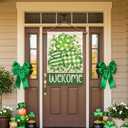 St Patricks Garden Flag, 28x40 Inch St Patricks Flag, Welcome Yard Flag with Shamrocks Clovers for Outdoor Porch Decorations (Green)