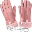 HANABASS 1 Set of Pink USB Heated Gloves for Women and Men, Rechargeable, Adjustable Temperature, Thermal Gloves for Winter Outdoor Activities, Electric Hand Warmers for Cycling and Riding