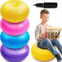 Lewtemi 4 Pcs Flexible Seating for Classroom Elementary 20 Inch Yoga Ball Chair Inflatable Donut Ball Chair with Inflator for Kids Student Sensory Balance Office Exercise(Fresh Color)