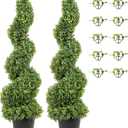 VEVOR Artificial Boxwood Spiral Topiary Trees, 4ft Tall (2 Pieces) Faux Plant Outdoor, All-Year Green Fake Plant with Replaceable Leaves for Decorative/Indoor/Porch/Garden (1ft 3in)
