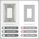 Metal Wall Plate for Electrical Outlets, Decorative Brushed Nickel Switch Plates Outlet Cover, Light Switch Cover Plate, 1-Gang Wall Plates (Single Decoretor, 6 Pack)