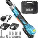 Seesii 3/8" Cordless Ratchet Wrench Set, 60 ft-lbs (80Nm) High Torque Electric Ratchet, 21V Max & 22.0Ah Batteries, 300 RPM, Fast Charger, LED Work Light,1017mm Socket Set, Extension Bar & Case