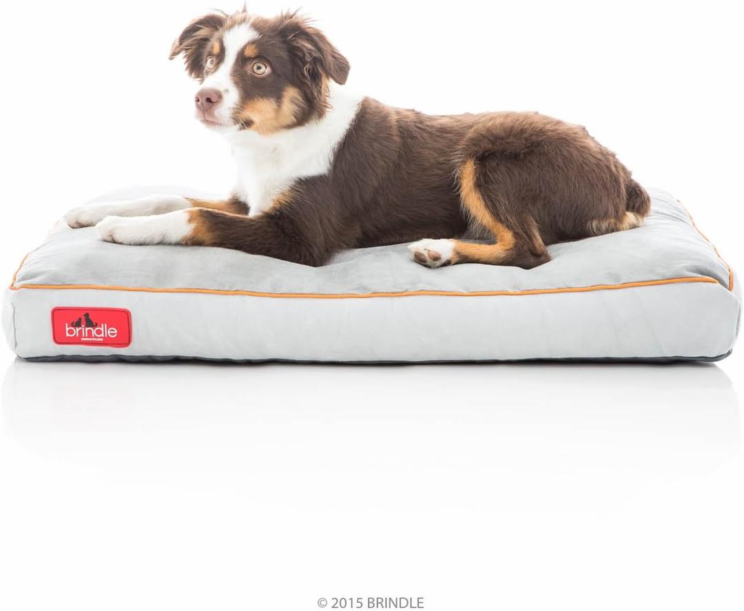 Brindle Stone Shredded Memory Foam Dog Bed - Pet Essentials - Orthopedic Design - Crate Compatible - Machine Washable Cover - Indoor Pet Bed for Dogs, Puppies, Cats, and Rabbits - Size Medium 28 x 18
