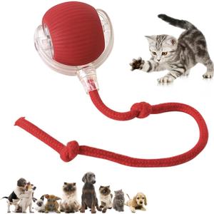 Chewie Viral 360 Smart Automatic Rolling Pet Ball - Interactive Dog & Cat Toy (Red)