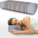 Buckwheat Pillow & Cervical Pillows for Sleeping (21x8x4inch) 100% Organic Coarse Cloth Package w Organic Buckwheat Hulls, Natural Cooling Technology and Relieve Cervical Pain. (Grey)