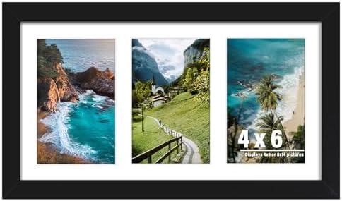 DUENPY 8x14 Collage Picture Frame, 4x6 Collage Picture Frame Displays Three 4x6 inch Photos, or 8x14 (Without Mat) for Horizontal Wall Mounting Display and Vertical, Black.