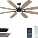 Fanbliss 72 Inch Black Large Ceiling Fans with Lights and Remote Control for Living Room, Modern Ceiling Fan with Quiet Reversible DC Motor, Ceiling Fan Lights for Garage, Patio, Indoor and Outdoor