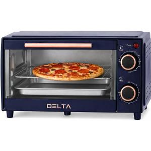 2 Slice Toaster Oven, Small Countertop Oven, Compact Mini Oven Fits 9” Pizza, with Timer & Temperature Control with Baking Tray & Rack for Kitchen, Dorm, Apartment, 750W