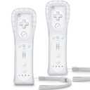 TIANHOO Remote Controller for Wii & Wii U, with Silicone Case and Wrist Strap, 2 pack (White)