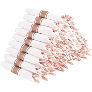 Supernal Set of 60 Packs Rose Gold Silverware - Heavy Weight Cutlery with Linen Napkin Suit for Wedding, Party