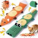 XIUGOAL Dog Toys for Aggressive Chewers, 2 Pack No Stuffing Interactive Dog Toys for Boredom and Teething, Squeaky Chew Toy for Small, Medium Breed to Keep Them Busy (Fox-Crocodile)