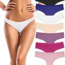 Dyienocs 7 Pack Cotton Thongs for Women Sexy Low Rise Ribbed Hipster Breathable Panties Soft Womens Bikini Underwear - 2XL Multicolor
