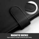 Sooez A5 Binder 6 Ring, Refillable Notebook Planner Cover, Small Leather Organizer Empty Binder for Budget,Journal,Photocard Holder,Recipe Book, Aesthetic Loose Leaf Binder with Magnetic Buckle (Black)