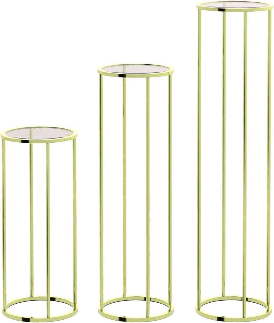 FAHKNS 3PCS Metal Cylinder Pedestal Stand for Party Display Columns Pedestal Stand Cylinder Tables for Weddings Party Birthday Festival Decorations