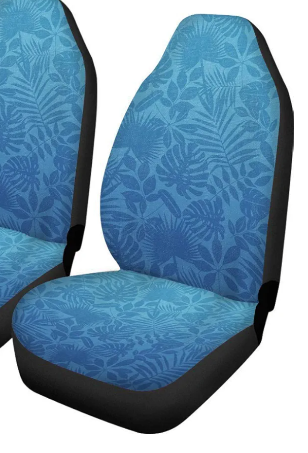 Dreaweet Elegant Blue Car Seat Cover Front Seats with Tropical Leaves Only for Women Fit for Most Car Truck SUV Protector Cover