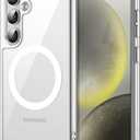 JETech Magnetic Case for Samsung Galaxy S24 5G, Compatible with MagSafe, Shockproof Protective Phone Cover, Non-Yellowing Hard Clear PC Back (Clear)