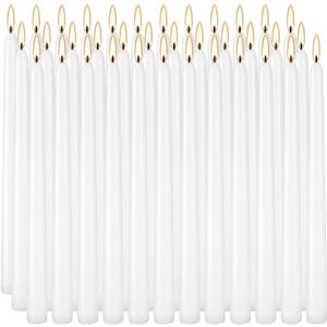 36 Pack White Taper Candles, 6-7 Hours Burn Time, Unscented and Smokeless, 4/5 x 10 Inch Dinner Candle Set for Household, Wedding, Party and Home Dcor Candlesticks