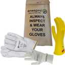 Enespro Class 0 Yellow Rubber Voltage Insulating Glove Premium Kit with FR Knit Glove and Leather Protectors (12)