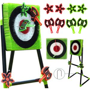 Family Axe Throwing Game for Backyard Fun | Safe Bristle Target Set with 4 Axes & 4 Darts for Kids & Adults | Lightweight & Portable for Carnival, Camping, Party and Indoor/Outdoor Games (green)