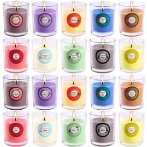 WREXCS Scented Candles with 10 Fragrances Gift Set for Home and Women，2.2oz Aromatherapy Soy Wax Glass Jar Candle，20 Pack