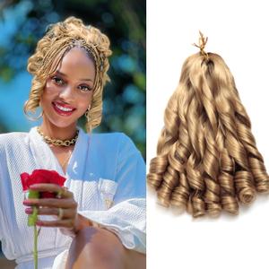 French Curl Braiding Hair 12Inch 8Packs French Curl Crochet Braids Short Curly Crochet Hair Bouncy Synthetic knotless Braiding Extensions(27#, 12inch)