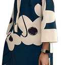 UOOZEE Summer Dresses for Women Casual Shirt Dress 3/ 4 Quarter Long Sleeve Printed Work Dress, Floral, XXL