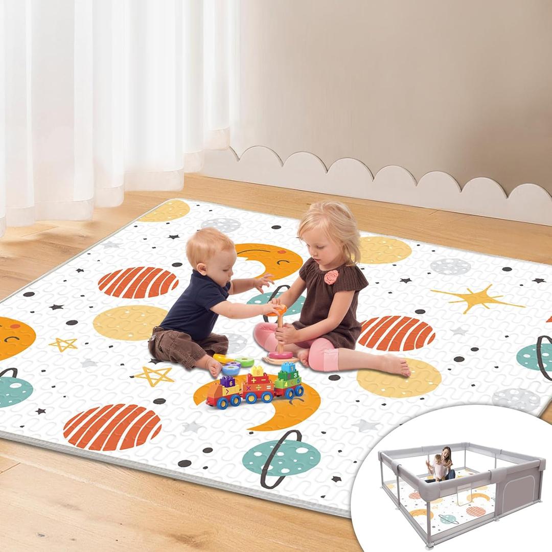 Baby Play Mats for Floor, 50x50 Inch Playmat for Playpen, Thicken Soft Padding Sponge Playmats for Babies and Toddlers Infants, Foldable and Machine Washable Baby Crawling Mat