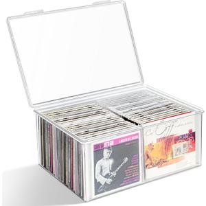 CD Storage Box, Stackable Clear Plastic CD Organizer