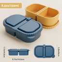 3 Pack Reusable Silicone Snack Containers with Lids, 8.5oz 2 Compartment Snackle Box Containers, Ideal Portable Small Snack Pack Containers for School, Office and Picnic (Blue, Pink, Yellow)