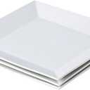 Porlien Classic Square 9.7-inch Dinner Plate Set of 3, White