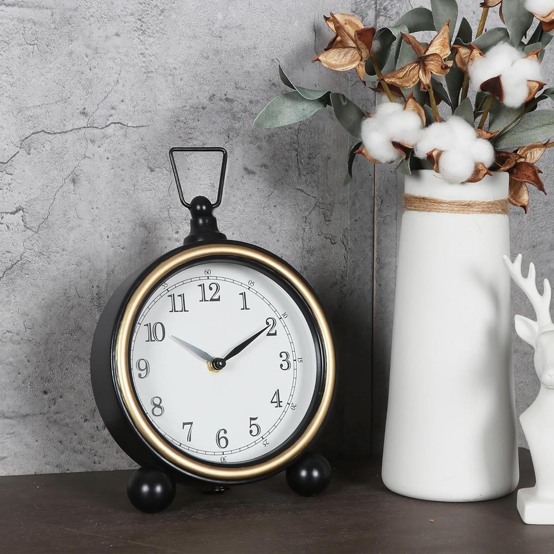 Desk Clock - 9 inch Small Silent Desk Clock with, Battery Operated for Table, Bedroom, Bedside, Living Room, Room Decor (Classic)