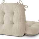 ELFJOY Dining Chair Cushions Set of 2 Thick Non Slip Kitchen Chair Pads with Ties Comfortable Indoor Kitchen Seat Cushions 18" x 18" x 3" Beige