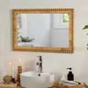 Rattan Wall Mirror - Boho Mirror Hanging Wicker Mirror for Bathroom Entryway Wall Decor, 20" x 30", Rectangle