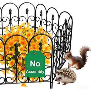 AMAGABELI GARDEN & HOME 5 Panels 32in(H)10ft(L) Decorative Garden Fences and Borders for Dogs No Dig Rustproof Metal Fence Panels Garden Edging Border Animal Barrier Fencing for Flower Beds Black