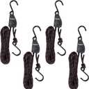 Ayaport Kayak Rope Tie Down Ratchet Straps Bow and Stern Ratcheting Tie Downs Rope Hanger Kayak and Canoe Accessories (1/4"x14'-4pcs, Black)