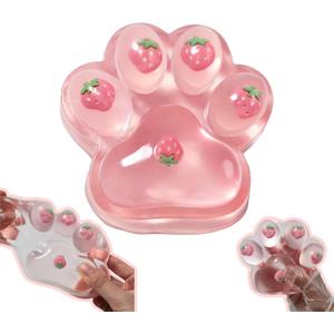 Large Cat Paw Taba Squishy Big Squeeze Toys 5-inch Strawberry Pink Cute Fufu Squishy Sensory Stress Relief Fidget Toys for Party Favors Sensory Anxiety Toys for Adults (Strawberry)