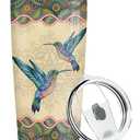 Hummingbird Stained Glass - 20oz Clear Stainless Steel Tumbler - Humming Bird Accessories Stained Glass, Unique Gifts, Gifts For Her