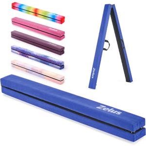 ZELUS 8' Folding Gymnastics Balance Beam, Floor Balance Beam w/Carry Handles Anti-Slip Base for Kids, Beginners & Professional Gymnasts