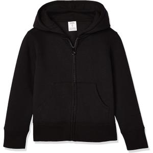 Amazon Essentials Girls and Toddlers' Fleece Zip-Up Hoodie Sweatshirt (X-Small, Black)
