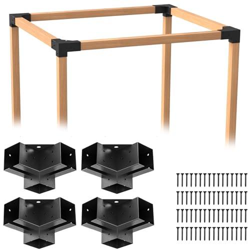 ORIGLE Pergola Brackets - Heavy Duty Pergola Kit(Q235 Steel Anti-Corrosion, 3.6"x3.6" Fit) - 4x4 Brackets kit for DIY Garden, Patio, Gazebo - Weatherproof for 4x4 Wood Beams, 2 pack