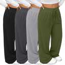 Oakgarden 4 Pack Women's Plus Size Sweatpants Wide Leg Baggy Drawstring Pants Yoga Casual Workout Joggers with Pockets(Black, Dark Gray, Bright Gray, Army Green,4X-Large)