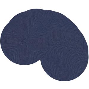 SHACOS 15 inch Navy Blue Round Placemats Set of 12 for Dining Table Woven Braided Circle Place Mats Kitchen Placemat Washable Table Mats