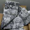 6x9 Rug Washable Bedroom Rug Large Soft Area Rug Abstract Pattern Non-Slip Faux Wool Vintage Rug for Living Room, Farmhouse, Dining Room, Kids Playroom, Grey and Black