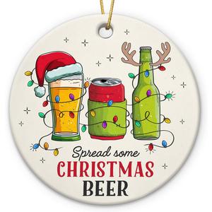 Pack Of Beer Christmas Ornaments 2025 - Unique Ceramic Drink Ornament, White Elephant Gifts for Adults Funny for Beer Drinkers, Adults Present Exchange for Friends, Coworkers, Family