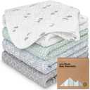 5-Pack Muslin Baby Washcloths for Newborn 12x12" Soft Absorbent Organic Cotton Muslin Wash Cloths for Babies Girl, Boy, Infant, Toddlers, Kids Face Towel, Bath Essentials, Baby Burp Rags (Nordic)