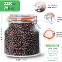 Qianfenie 2 Pack 79oz Glass Jar with Lid(2350ML), 0.6 Gallon Mason Jars Wide Mouth with Airtight Lid, Glass Pickle Jar for Food Storage, Cookies, Pickling, Kombucha(Includes 2 Spare Seals)