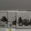 RnnJoile Spa Canvas Wall Art Zen Stone Orchid Picture Painting Black and White Still Life Prints for Bathroom Zen Meditation Room Decor Framed 12"x12" for Each