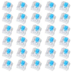 30 Pieces Blue Mechanical Keyboard Switches, 3 Pin Pre-Lubricated Clicky Key Switches, Dustproof and Waterproof Keyboard Accessories for Mechanical Gaming Keyboards