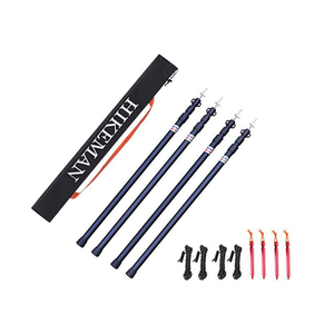 HIKEMAN Tent Poles Camping Poles for Tarp Awning Canopy Porch Sun Sails Tarpaulin Headroom Aluminium Adjustable Telescoping(4pcs, Black)