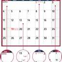 5 x 2026 Dry Erase Calendar  Large Yearly Wall calendar 2026, 38.2'' x 25.2'', 2-Side Reversible Calendar 2026, Vertical/Horizontal, Jan 2026  Dec 2026, 2026 Wall Calendar with Notes, Stickers - Red